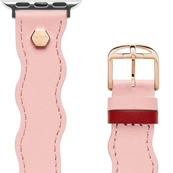Ted Baker Pink Wavy Leather Strap Fuchsia Keeper Apple Watch® band 38mm/40mm - Picture 3 of 3